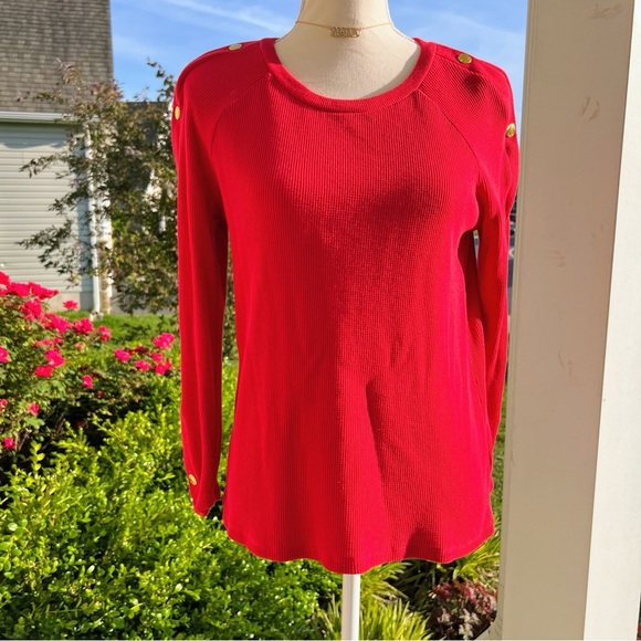 Michael Kors Red Thermal Top Size Small - Picture 1 of 8